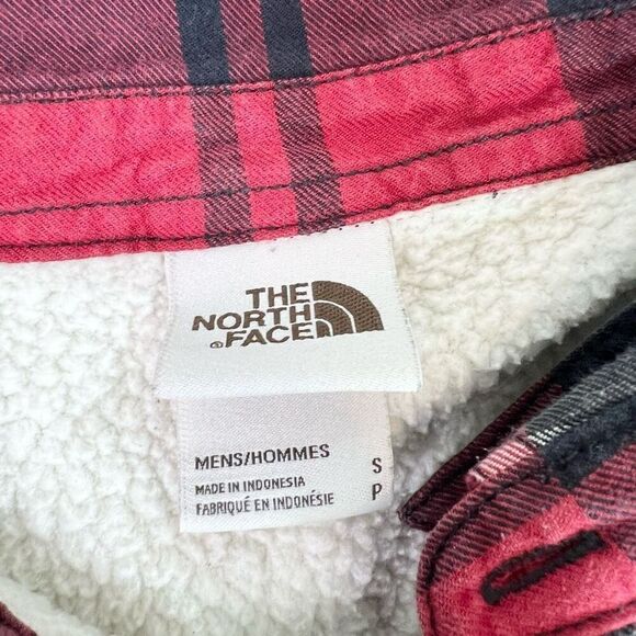 The North Face Jacket Mens Small Red & Blac Plaid Sherpa Campshire Flannel Shirt - Picture 4 of 8